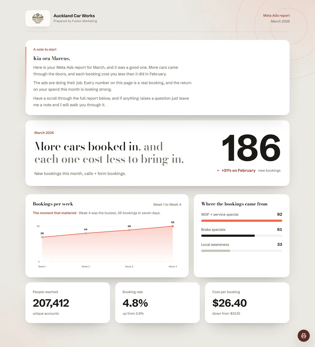 The Flagship report style, an example Clientdeck client report