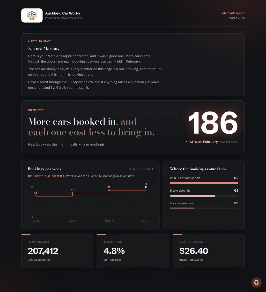 Signal report style, an example Clientdeck report