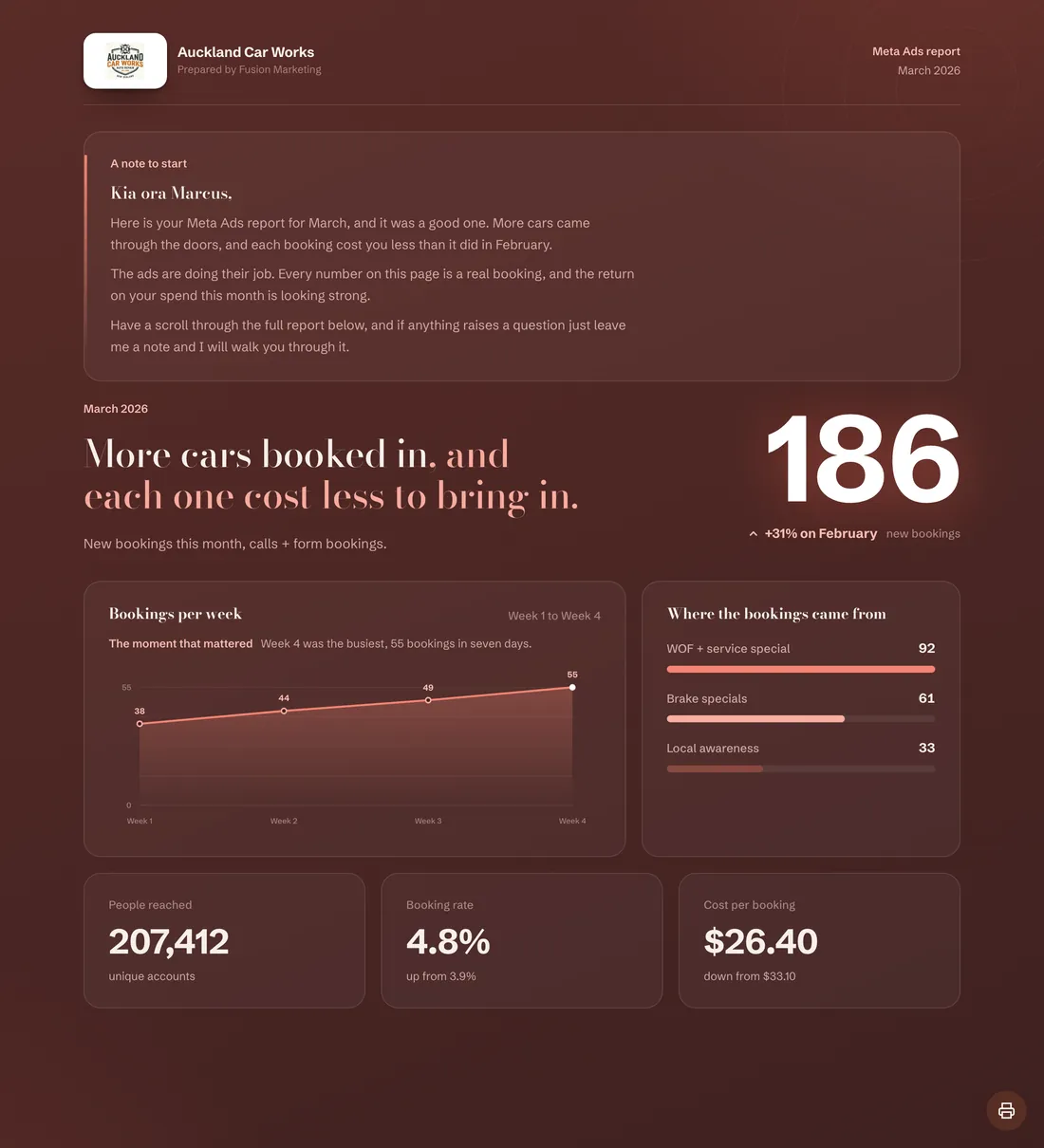 Velvet report style, an example Clientdeck report